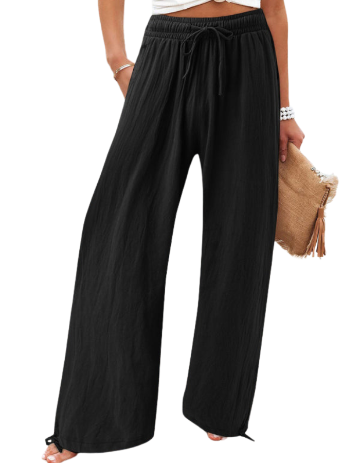 SHOPIQAT Elastic Casual Solid Colour Wide Leg Trousers - Premium from shopiqat - Just $7.100! Shop now at shopiqat